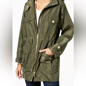 LN-Michael Kors Olive Green Utility Rain Coat